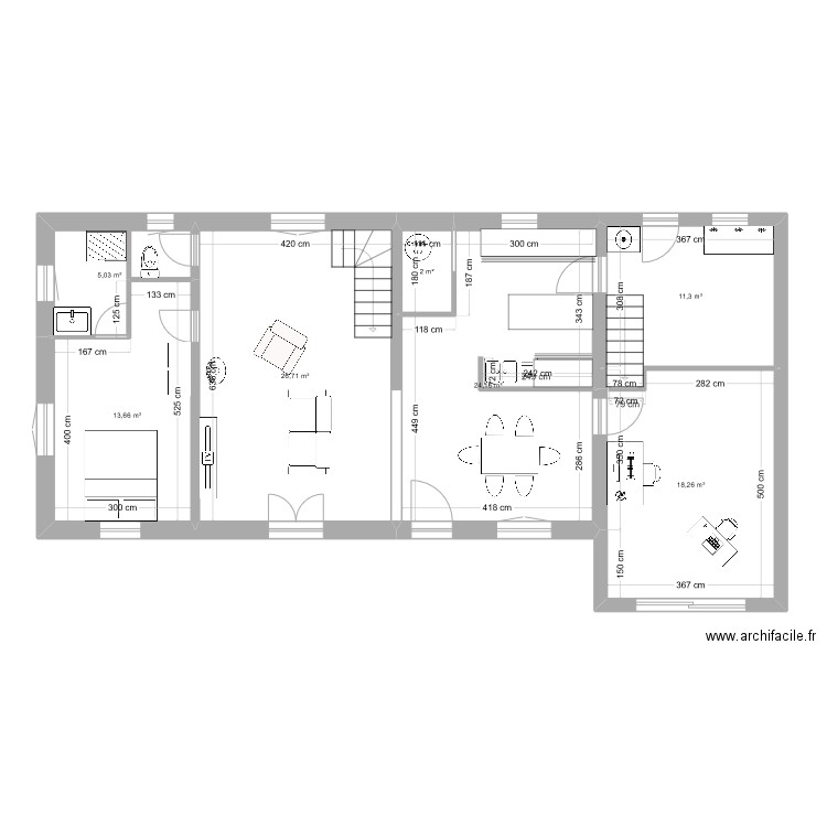 REZ DE CHAUSSEE 2. Plan de 7 pièces et 101 m2