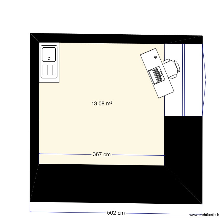 bureau mauleon. Plan de 1 pièce et 13 m2