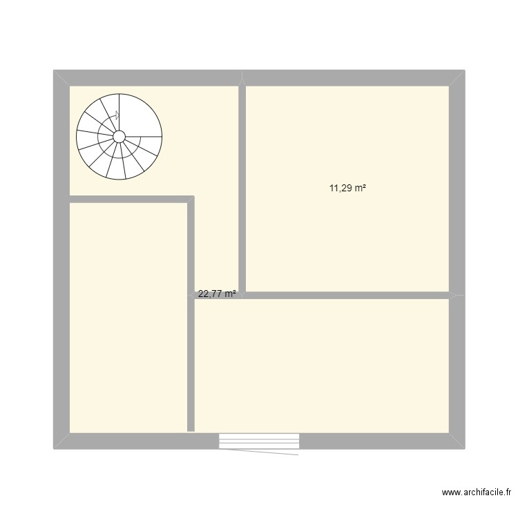 etage ferme. Plan de 2 pièces et 34 m2