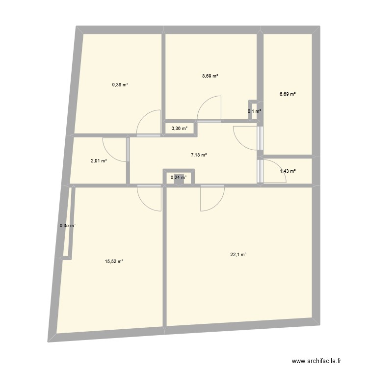 23 GC 2eme avant. Plan de 12 pièces et 75 m2