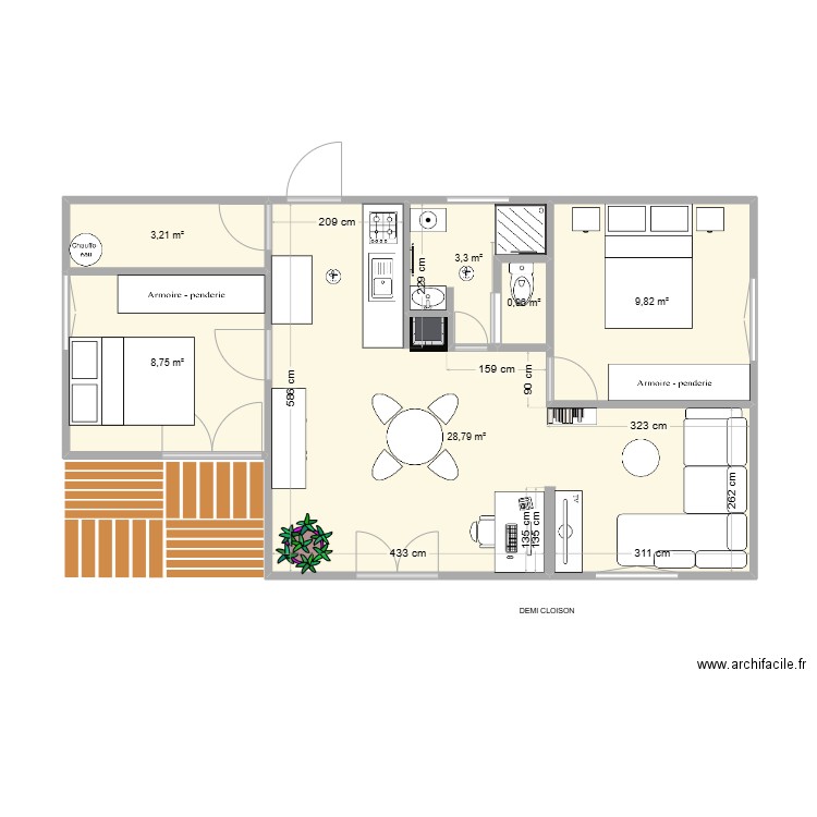 maison myriam 2. Plan de 6 pièces et 55 m2