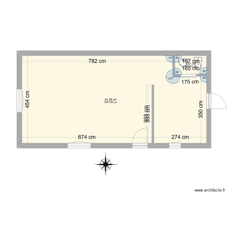 grange avant 6. Plan de 2 pièces et 43 m2