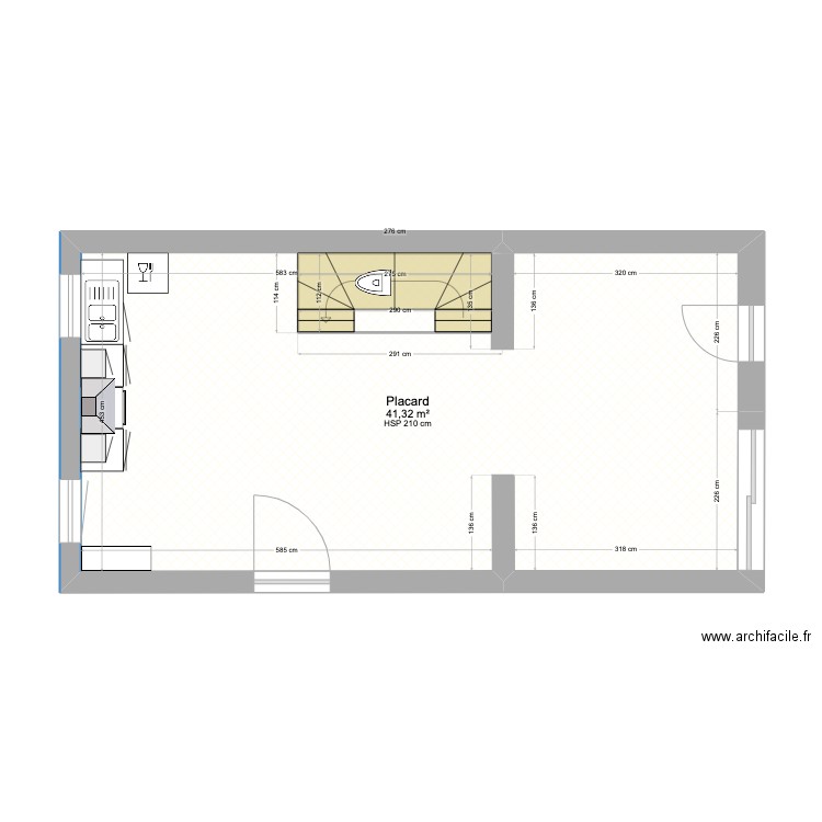 Oriane. Plan de 1 pièce et 41 m2