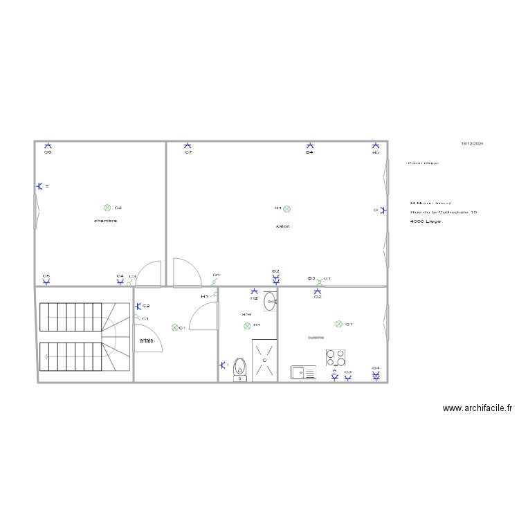 cathedral2eme etage. Plan de 6 pièces et 68 m2