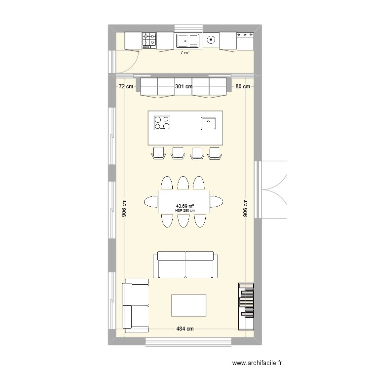 Plan01. Plan de 2 pièces et 51 m2