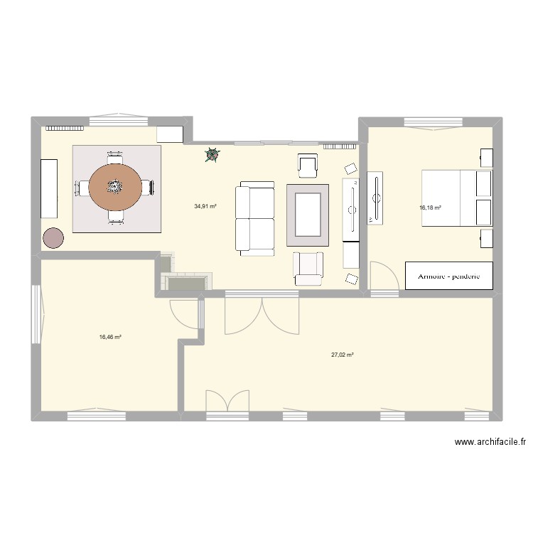 fegersheim. Plan de 4 pièces et 95 m2