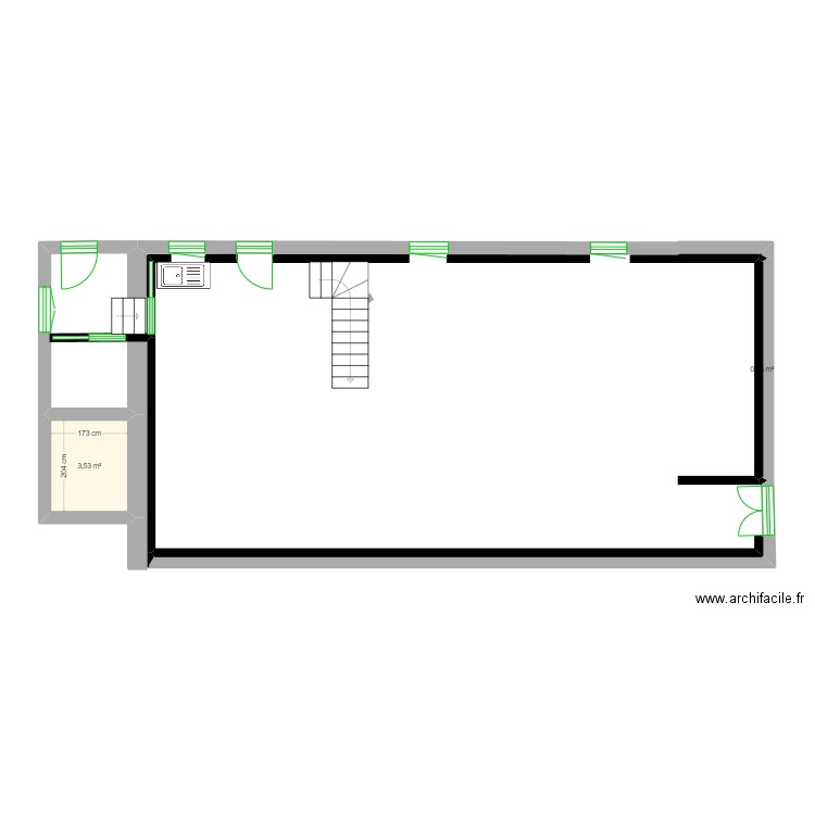 rdc. Plan de 2 pièces et 4 m2