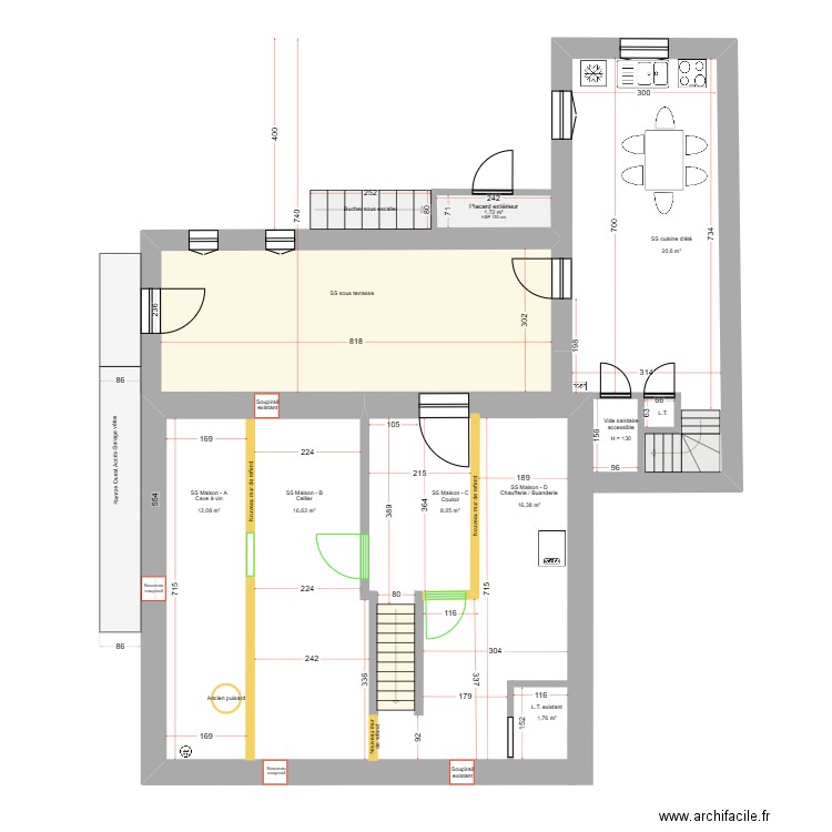 Projet_RDF_SS sans escalier externe SS_Révision_1.2. Plan de 2 pièces et 26 m2