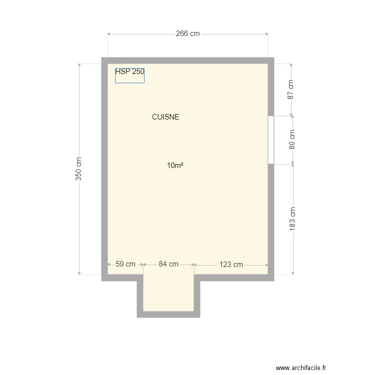 VIE (cuisine). Plan de 1 pièce et 10 m2