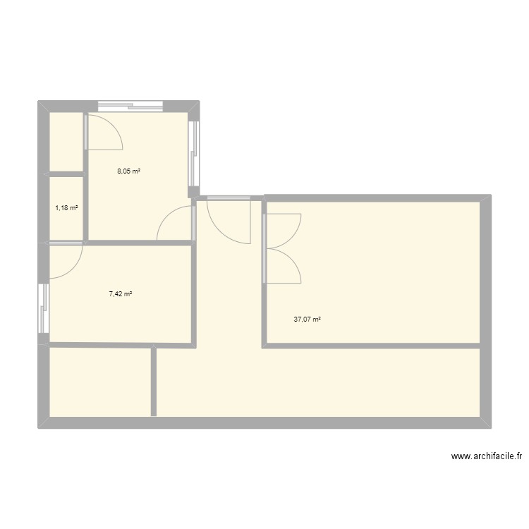 caca. Plan de 4 pièces et 54 m2