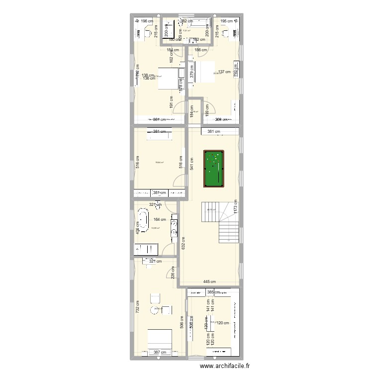 MLT Vincennes 1er étage Aménagement. Plan de 9 pièces et 187 m2