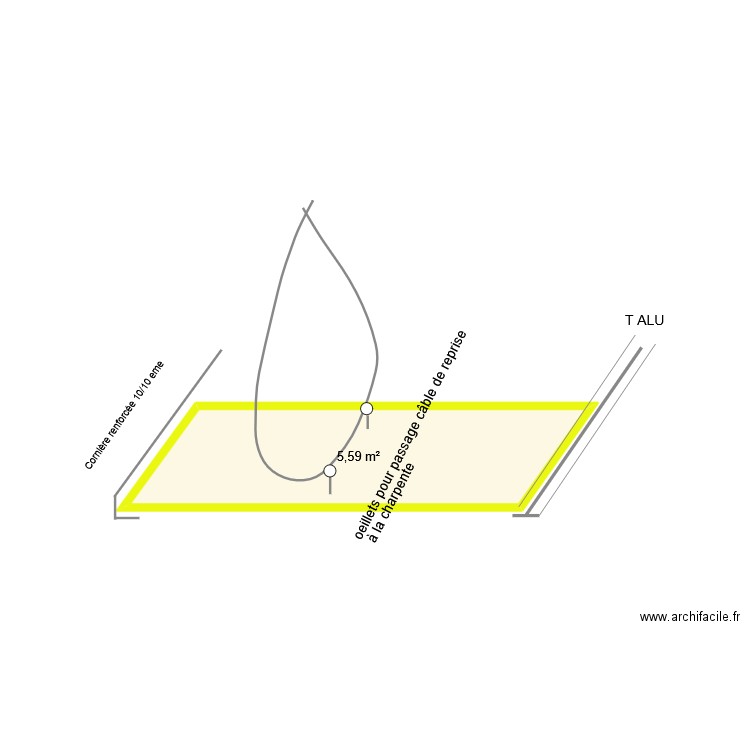 plan reprise plafond. Plan de 1 pièce et 6 m2