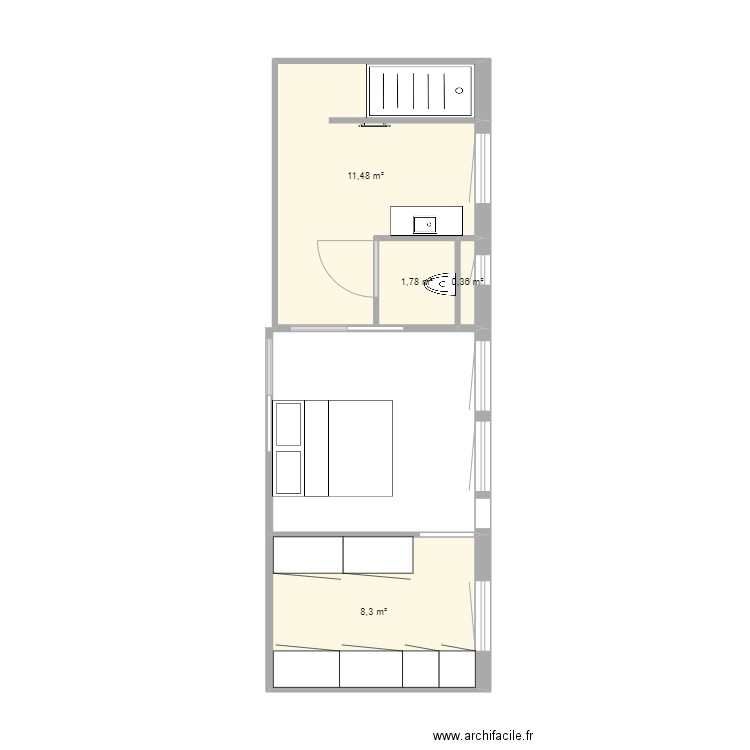 parentale. Plan de 4 pièces et 22 m2