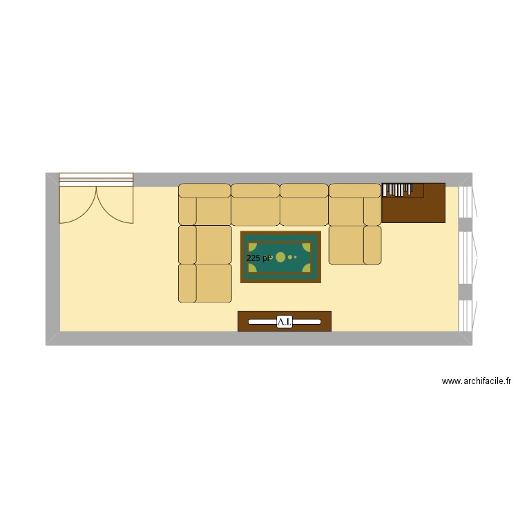 salon. Plan de 1 pièce et 21 m2