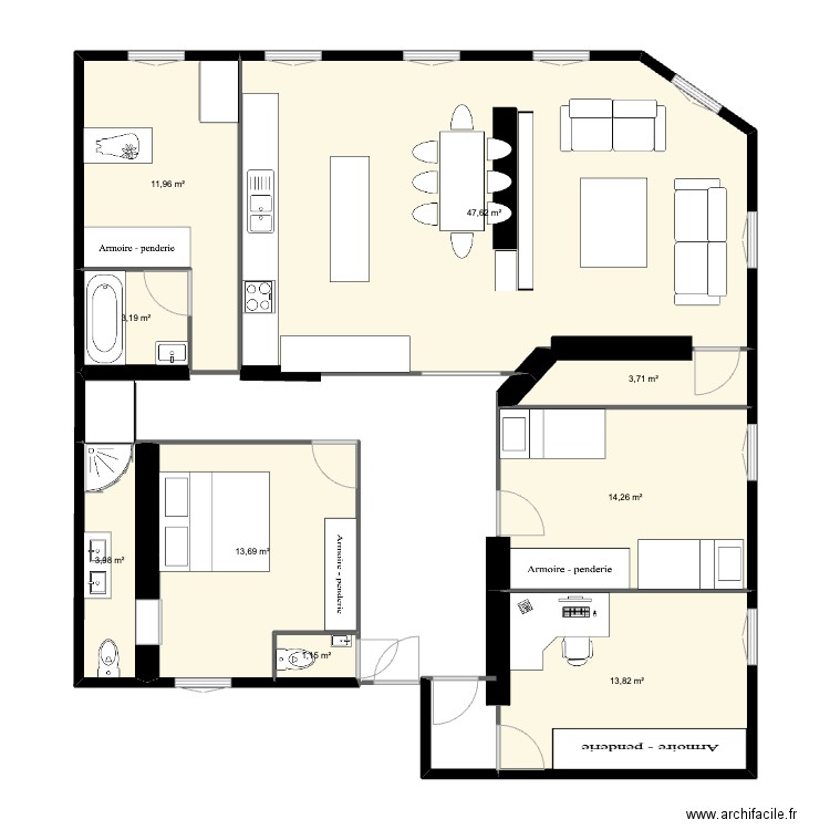 23 Normandie #1. Plan de 9 pièces et 113 m2