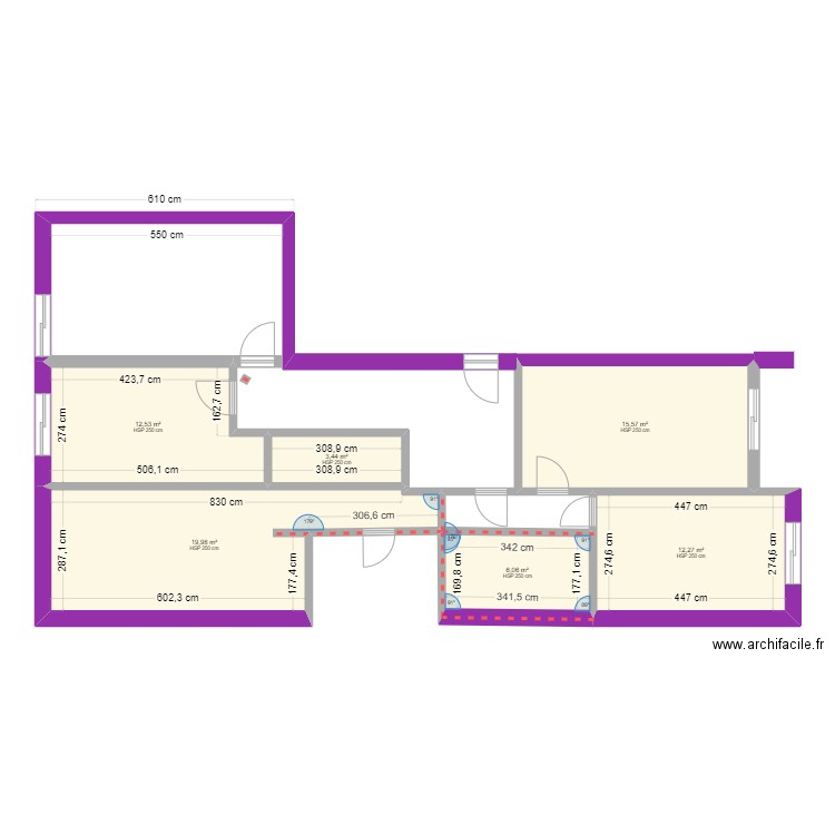 s silvestre. Plan de 6 pièces et 70 m2