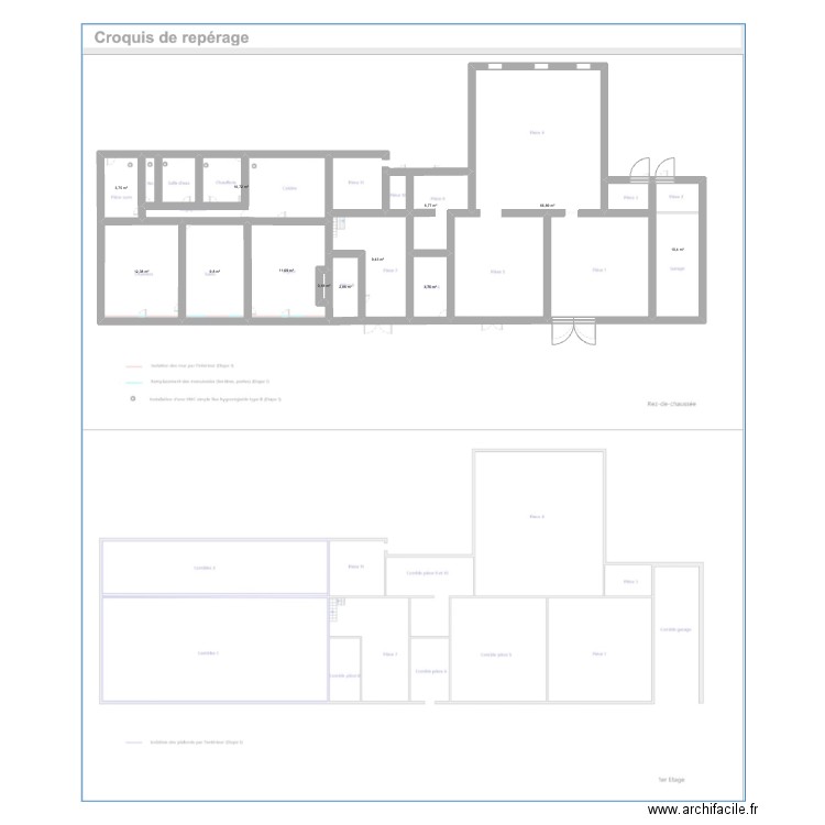 Maison Frontenaud. Plan de 12 pièces et 155 m2