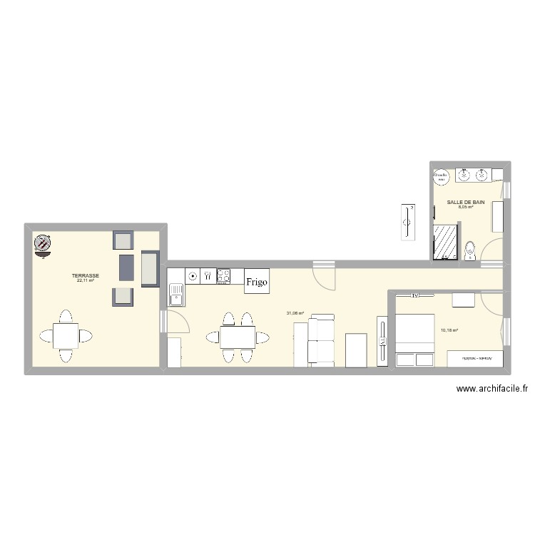 Appartement N° 2. Plan de 4 pièces et 71 m2