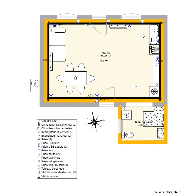 plan elec v2. Plan de 8 pièces et 65 m2