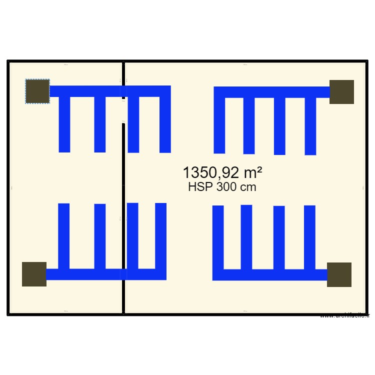 plomblerie du supermarket. Plan de 1 pièce et 1351 m2