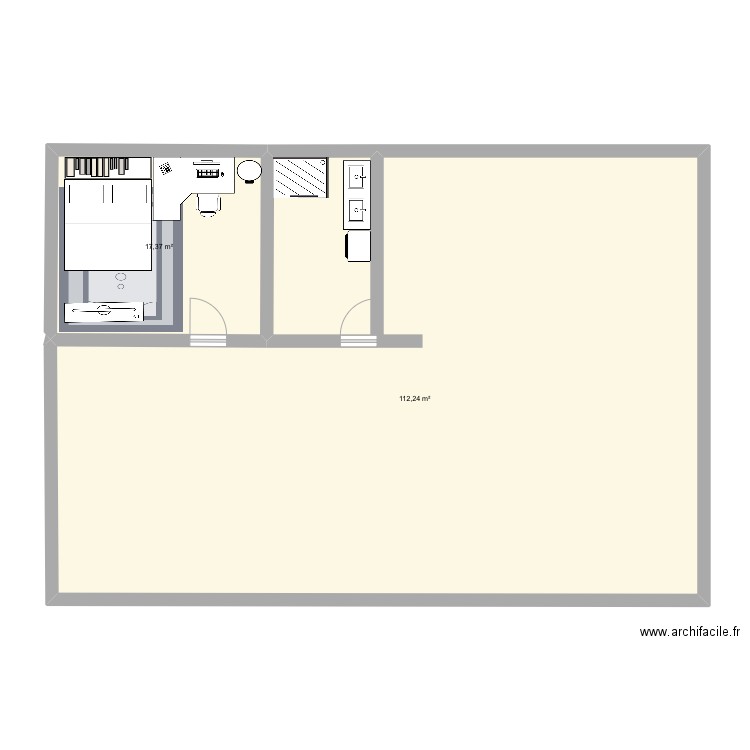 Celso. Plan de 2 pièces et 130 m2