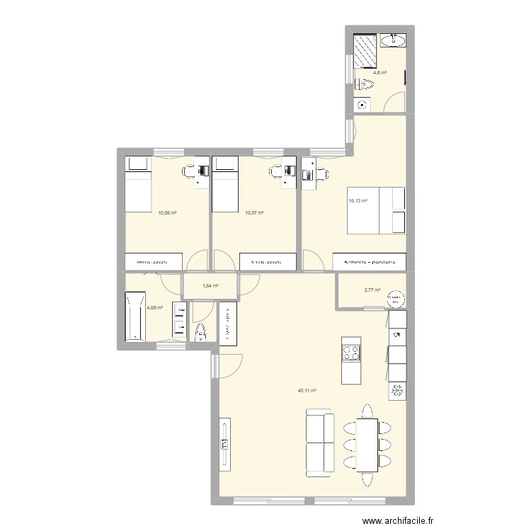 LOSTAU. Plan de 8 pièces et 97 m2