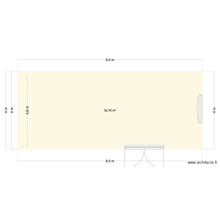 Abri de jardin. Plan de 1 pièce et 33 m2