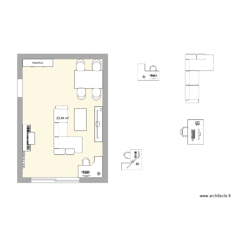 Salon Courbevoie Ter. Plan de 1 pièce et 24 m2