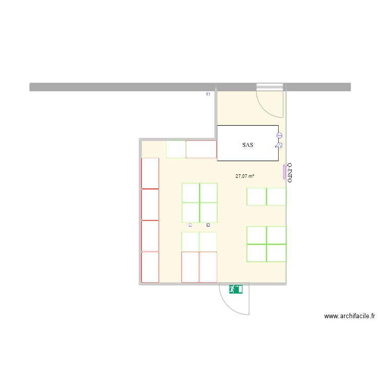 Sas Dumoulin Positionné. Plan de 1 pièce et 27 m2