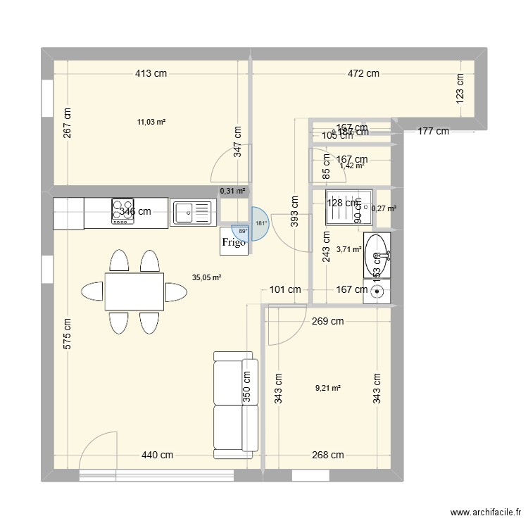 plan 2. Plan de 8 pièces et 62 m2