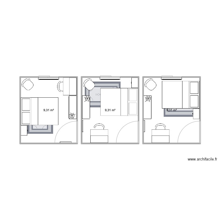 Possibilités 2. Plan de 3 pièces et 28 m2