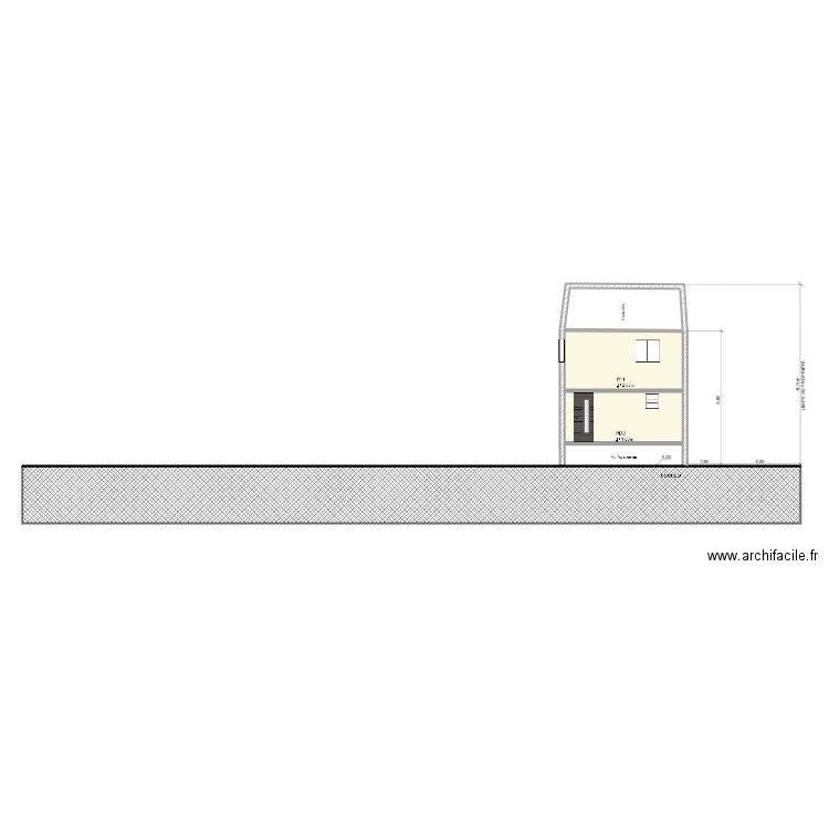 Plan de Coupe B. Plan de 3 pièces et 34 m2