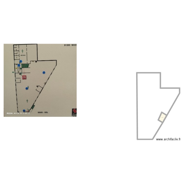 smide. Plan de 1 pièce et 3 m2