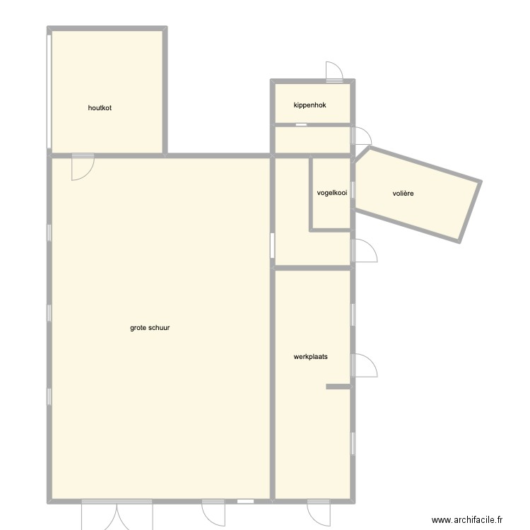 plan grote schuur Gierlebn. Plan de 8 pièces et 156 m2