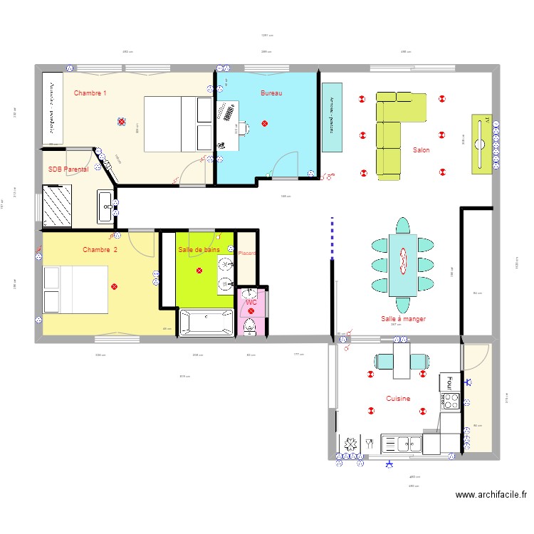 Plan Claire et Benoist. Plan de 7 pièces et 48 m2