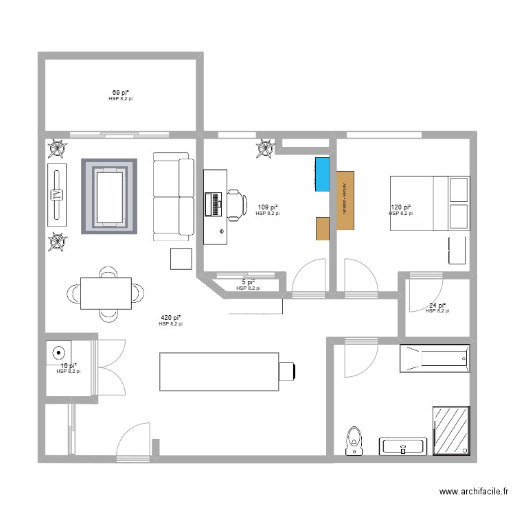 Condo. Plan de 7 pièces et 73 m2