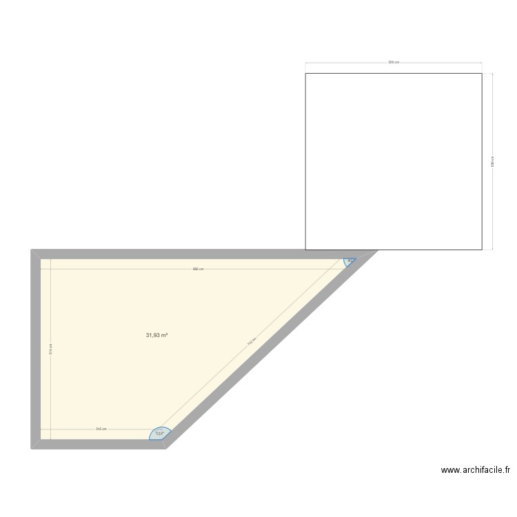 plan maison. Plan de 1 pièce et 32 m2