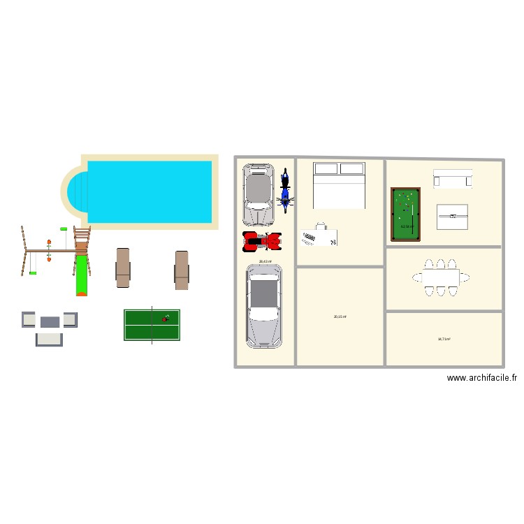 maaison. Plan de 4 pièces et 126 m2