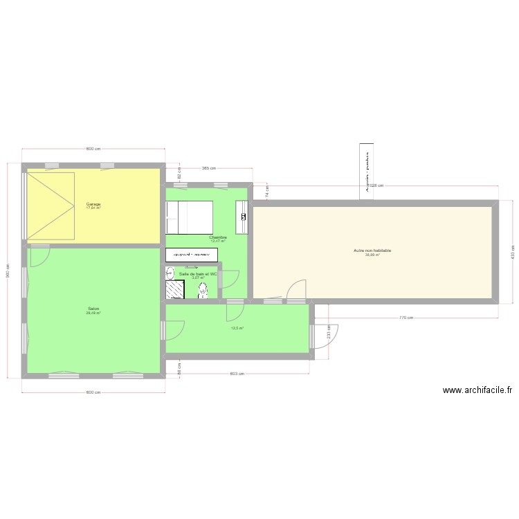 PROJET TOTAL 2. Plan de 6 pièces et 114 m2