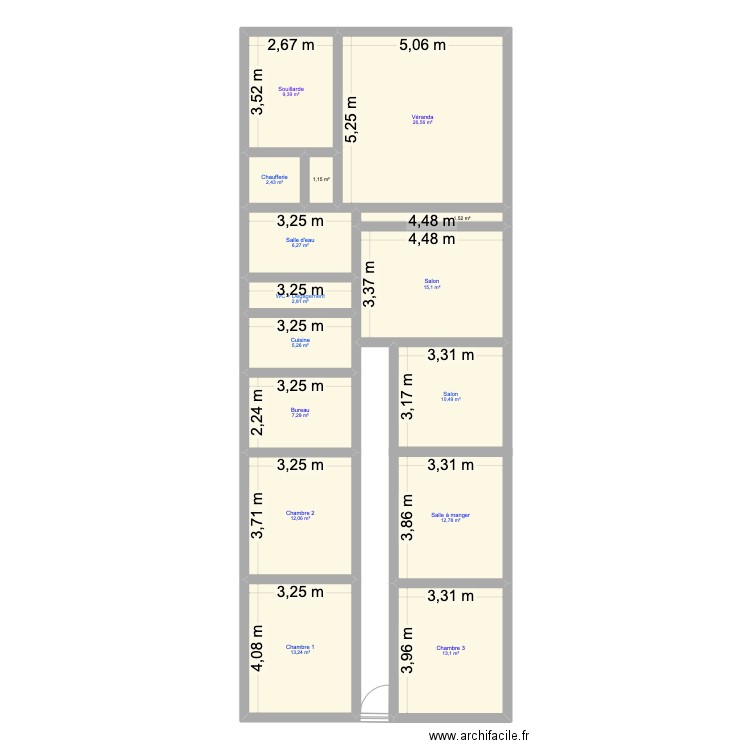 Zola-1. Plan de 15 pièces et 139 m2