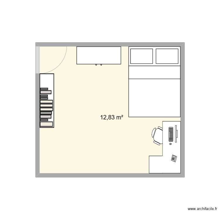 chambre 76. Plan de 1 pièce et 13 m2