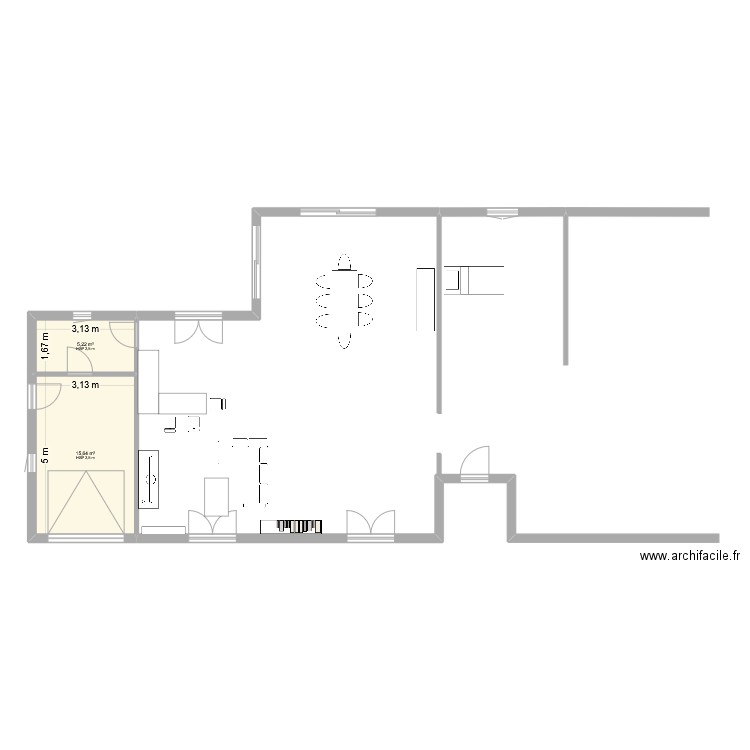 maison. Plan de 2 pièces et 21 m2