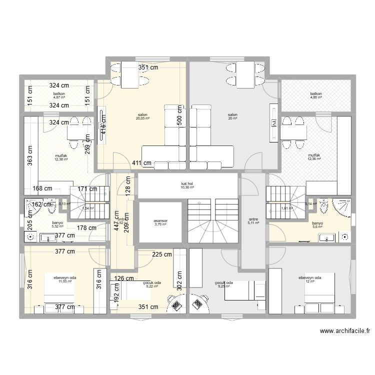  celaliye 1256/5 giris ve arakat modifier. Plan de 20 pièces et 156 m2