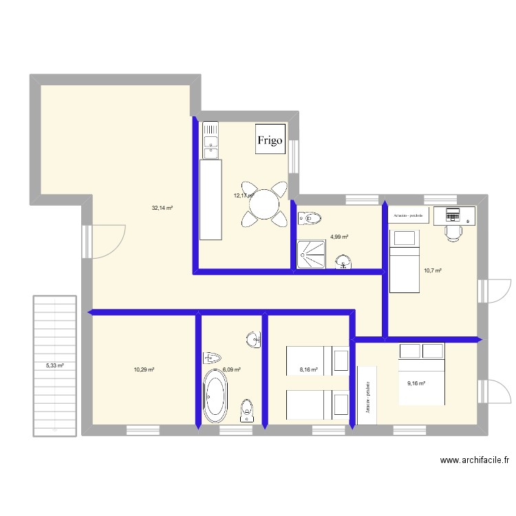 Casa de casar de palomero. Plan de 10 pièces et 194 m2