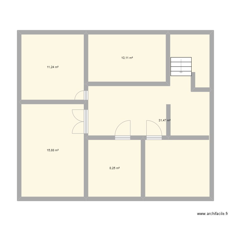 projet 3. Plan de 5 pièces et 77 m2