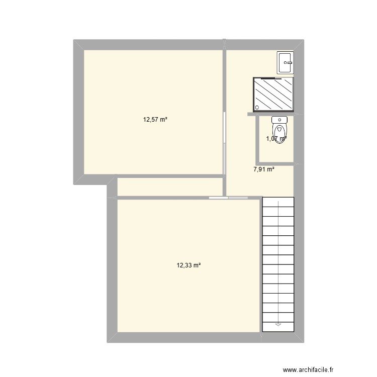 étage. Plan de 4 pièces et 34 m2