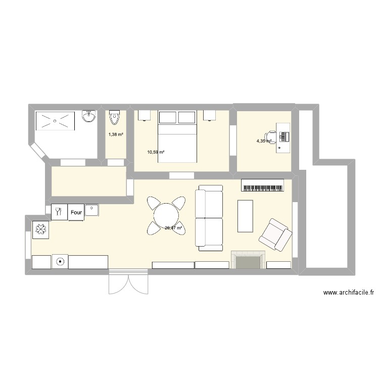 plan 3. Plan de 4 pièces et 43 m2