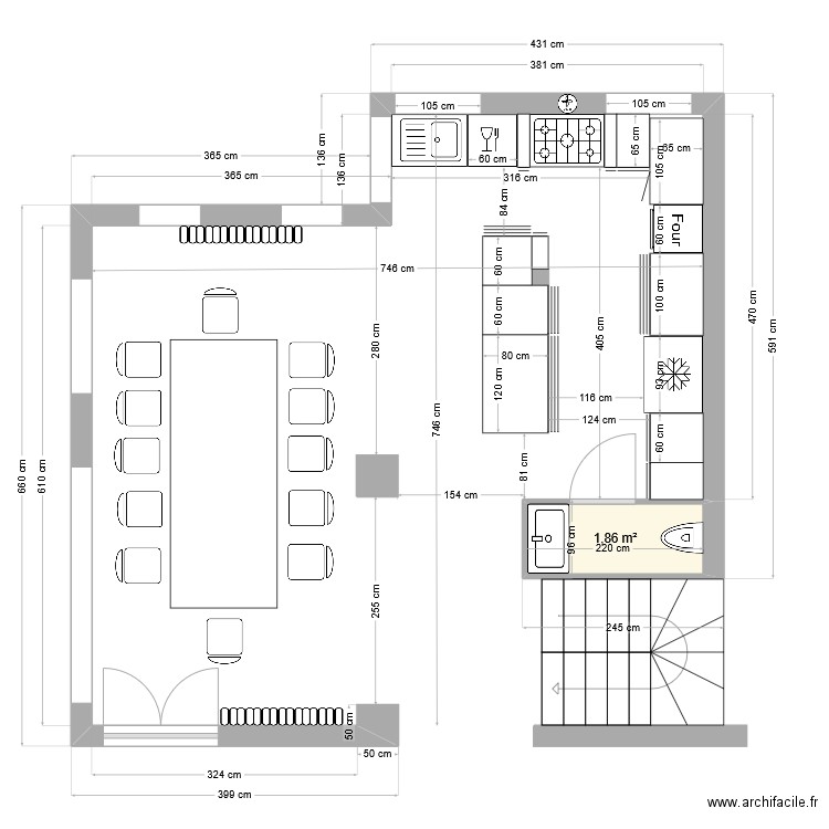 YETI4. Plan de 1 pièce et 2 m2