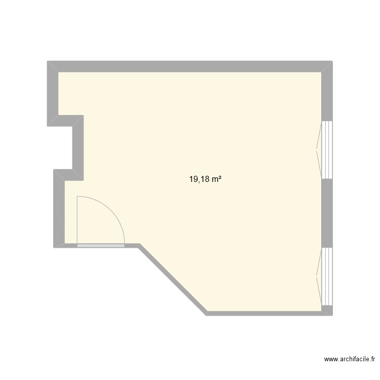 Chambre Jocelyn. Plan de 1 pièce et 19 m2