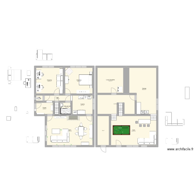 Maison n57 maman2. Plan de 15 pièces et 180 m2